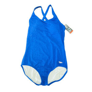 Speedo Swimsuit Royal Blue Womens Swimming One Piece Sz 14 NWT